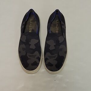 Rothy's, women's grey black camo slip on fabric shoes sz 8.5